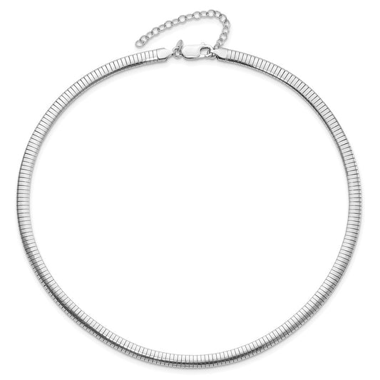 Sterling Silver Rhodium-plated 5.2mm w/2in. Ext Cubetto Chain QG4224R-16