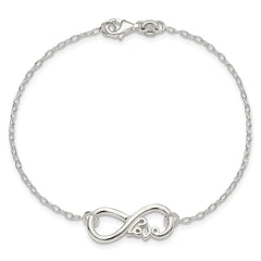 Sterling Silver Polished infinity Sign w/LOVE 7.5 inch Bracelet QG4231-7.5