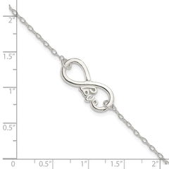 Sterling Silver Polished infinity Sign w/LOVE 7.5 inch Bracelet QG4231-7.5
