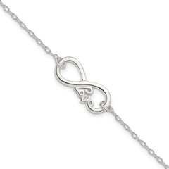 Sterling Silver Polished infinity Sign w/LOVE 7.5 inch Bracelet QG4231-7.5
