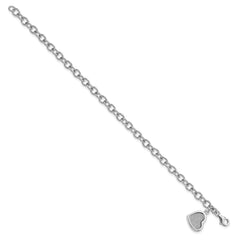 Sterling Silver Rhodium-plated Glitter Enamel Heart Bracelet QG4242-7.5