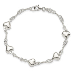 Sterling Silver Polished Heart 7.5in Bracelet QG4246-7.5