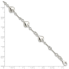 Sterling Silver Polished Heart 7.5in Bracelet QG4246-7.5