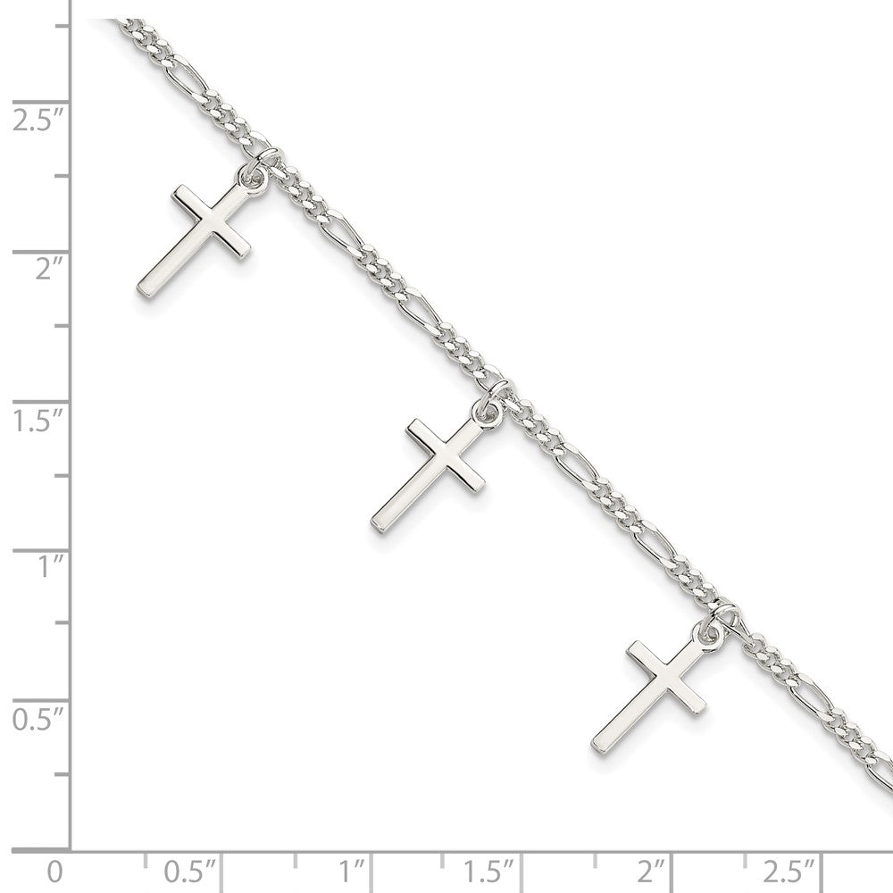 Sterling Silver Polished Cross 7.5in Bracelet QG4248-7.5