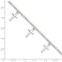 Sterling Silver Polished Cross 7.5in Bracelet QG4248-7.5