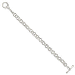 Sterling Silver Polished Fancy Link 7.5 inch Toggle Charm Bracelet QG4259-7.5