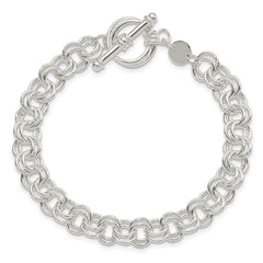 Sterling Silver Polished Fancy Link 7.5 inch Toggle Charm Bracelet QG4259-7.5