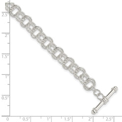 Sterling Silver Polished Fancy Link 7.5 inch Toggle Charm Bracelet QG4259-7.5