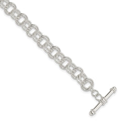 Sterling Silver Polished Fancy Link 7.5 inch Toggle Charm Bracelet QG4259-7.5