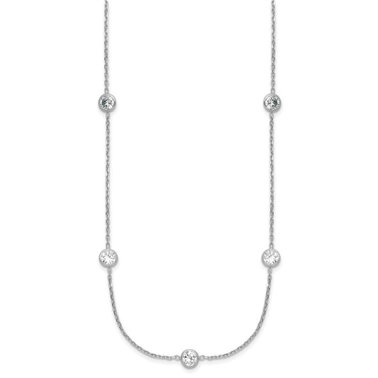 Sterling Silver Rhodium-plated 11-Station CZ Polished Necklace QG4284-24