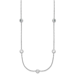 Sterling Silver Rhodium-plated 11-Station CZ Polished Necklace QG4284-24