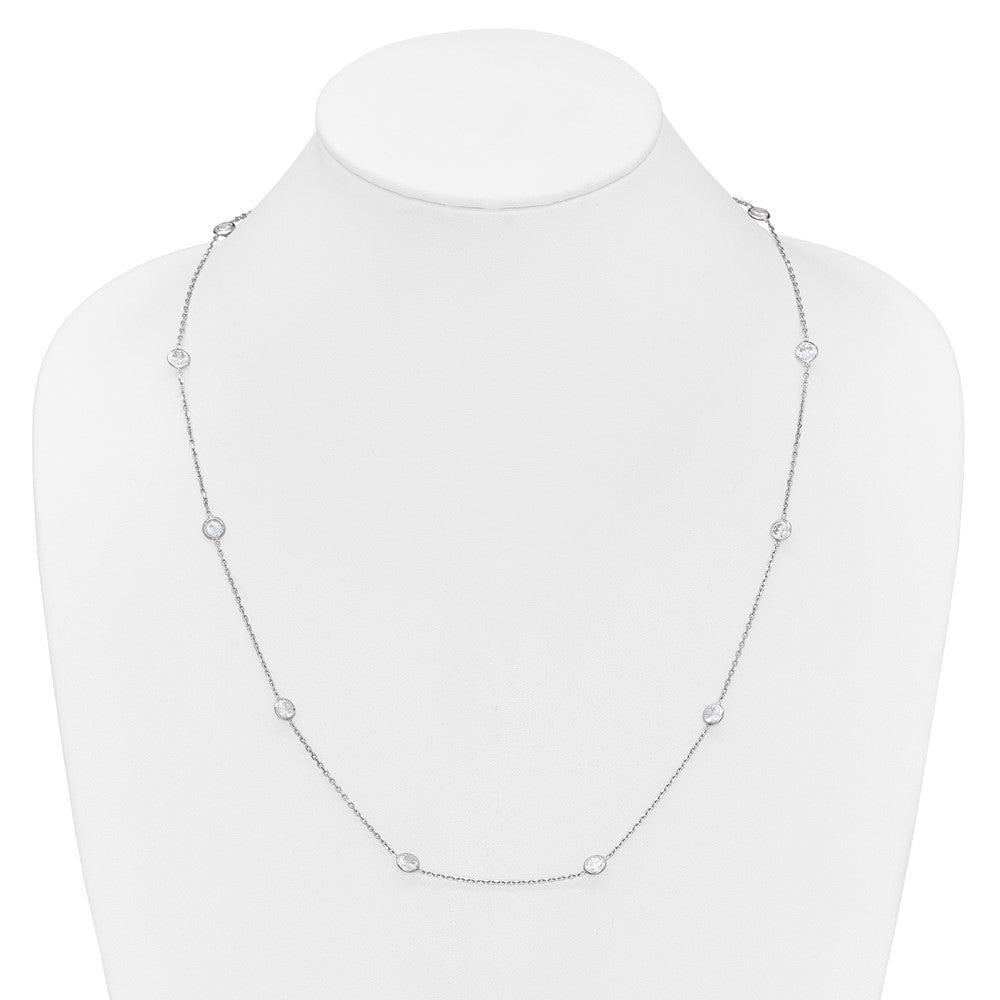 Sterling Silver Rhodium-plated 11-Station CZ Polished Necklace QG4284-24