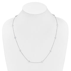 Sterling Silver Rhodium-plated 11-Station CZ Polished Necklace QG4284-24