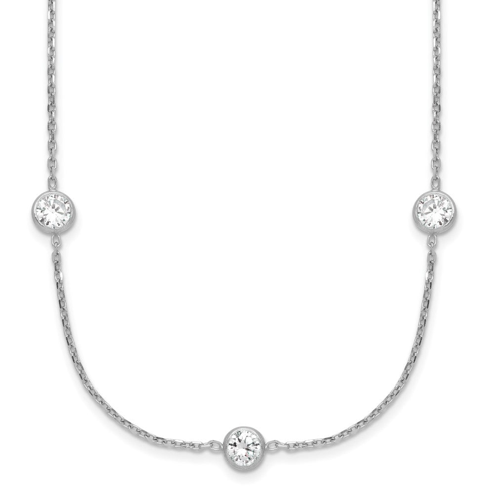 Sterling Silver Rhodium-plated 11-Station CZ Polished Necklace QG4284-24