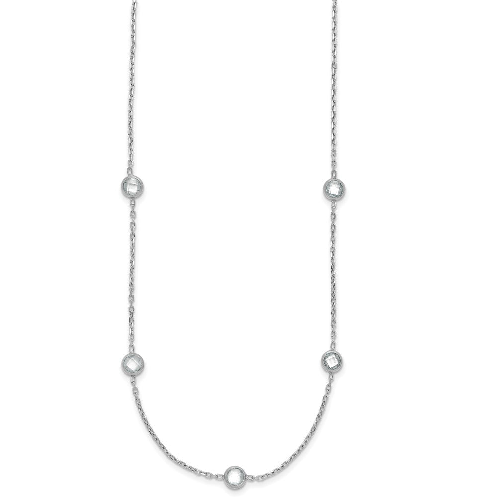 Sterling Silver Rhodium-plated 16-Station CZ Polished Necklace QG4285-36