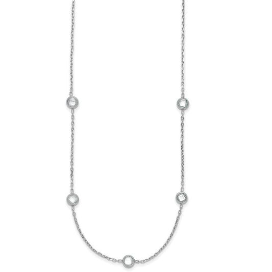 Sterling Silver Rhodium-plated 16-Station CZ Polished Necklace QG4285-36