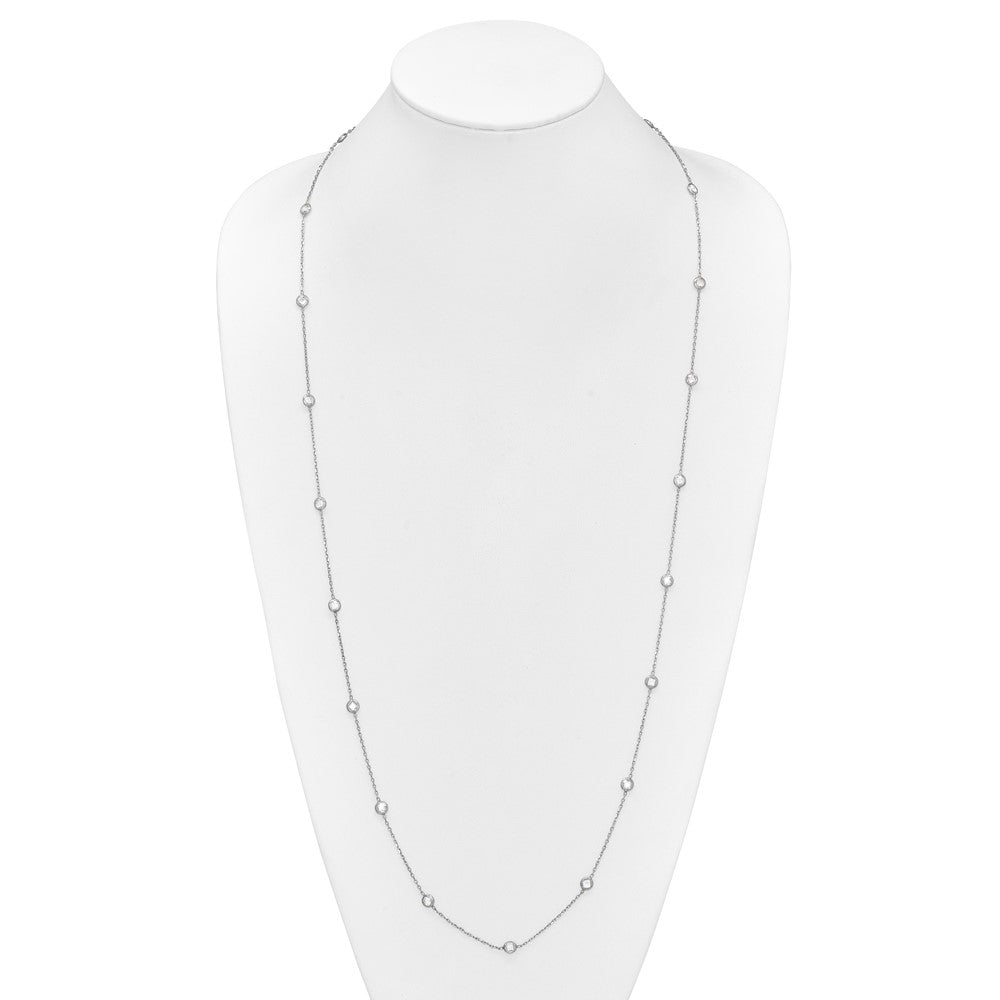 Sterling Silver Rhodium-plated 16-Station CZ Polished Necklace QG4285-36