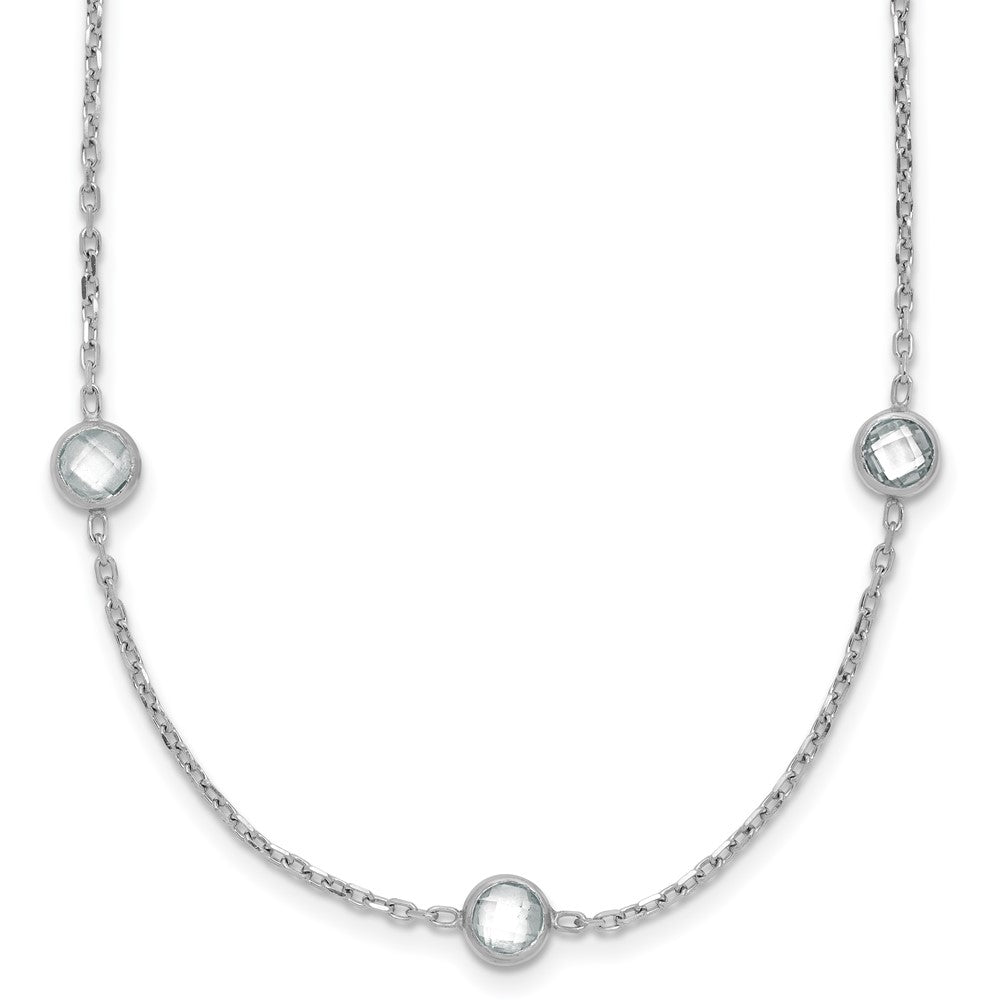 Sterling Silver Rhodium-plated 16-Station CZ Polished Necklace QG4285-36