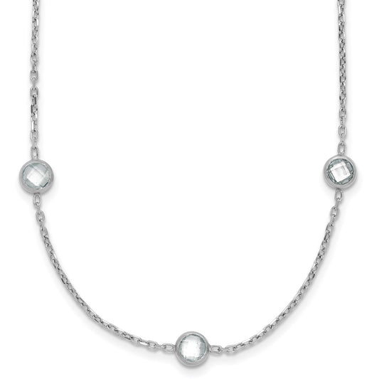 Sterling Silver Rhodium-plated 16-Station CZ Polished Necklace QG4285-36