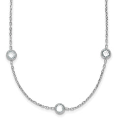 Sterling Silver Rhodium-plated 16-Station CZ Polished Necklace QG4285-36