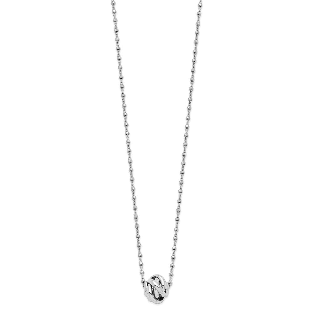 Sterling Silver Rhodium-plated Polished Love Knot D/C Chain Necklace QG4340-18