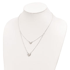 Sterling Silver Polished 2-Strand Heart Dangle Necklace QG4355-18