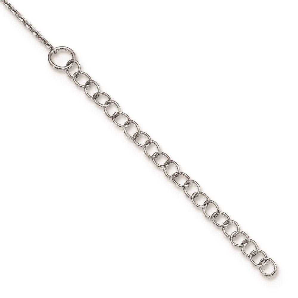 Sterling Silver Rhodium-plated CZ Heart w/2in ext. Bar Necklace QG4357-16