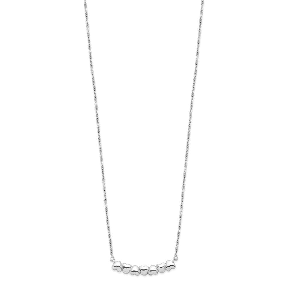 Sterling Silver Rhodium-plated w/2in ext Heart Bar Necklace QG4363-16