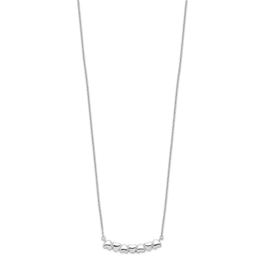Sterling Silver Rhodium-plated w/2in ext Heart Bar Necklace QG4363-16