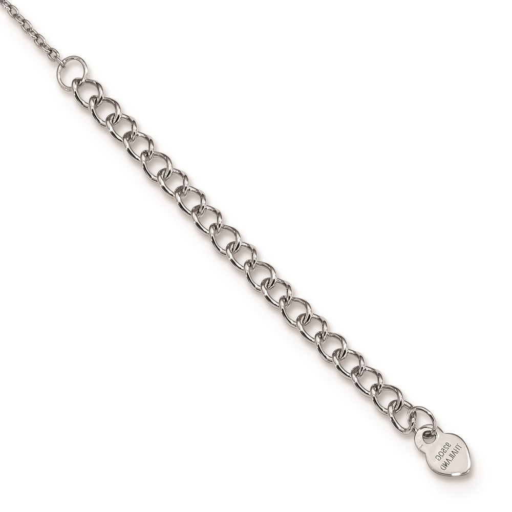 Sterling Silver Rhodium-plated w/2in ext Heart Bar Necklace QG4363-16