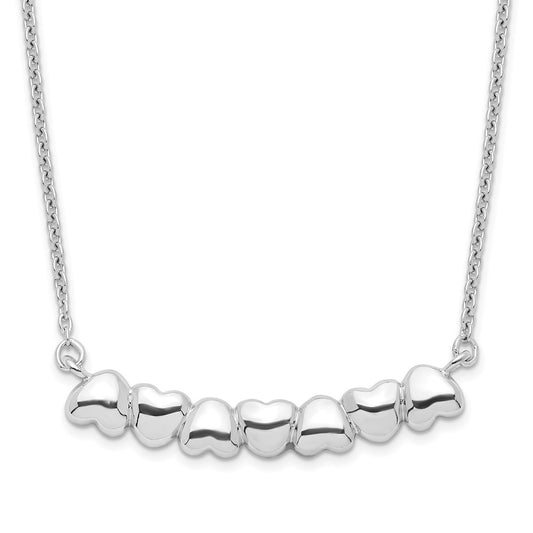 Sterling Silver Rhodium-plated w/2in ext Heart Bar Necklace QG4363-16