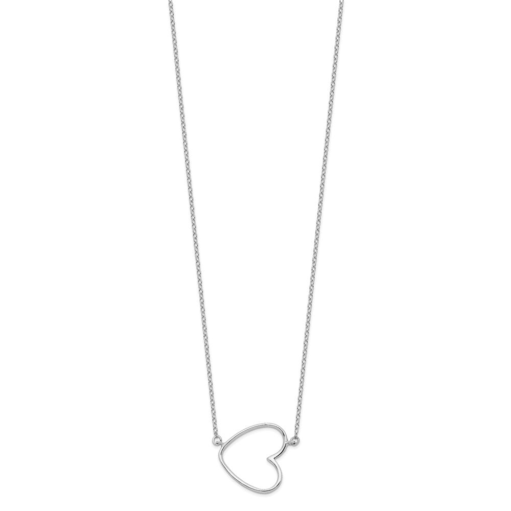 Sterling Silver Rhodium-plated 18in Heart Necklace QG4368-16