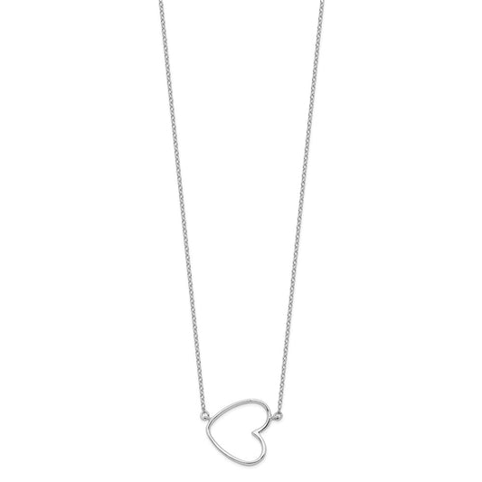 Sterling Silver Rhodium-plated 18in Heart Necklace QG4368-16
