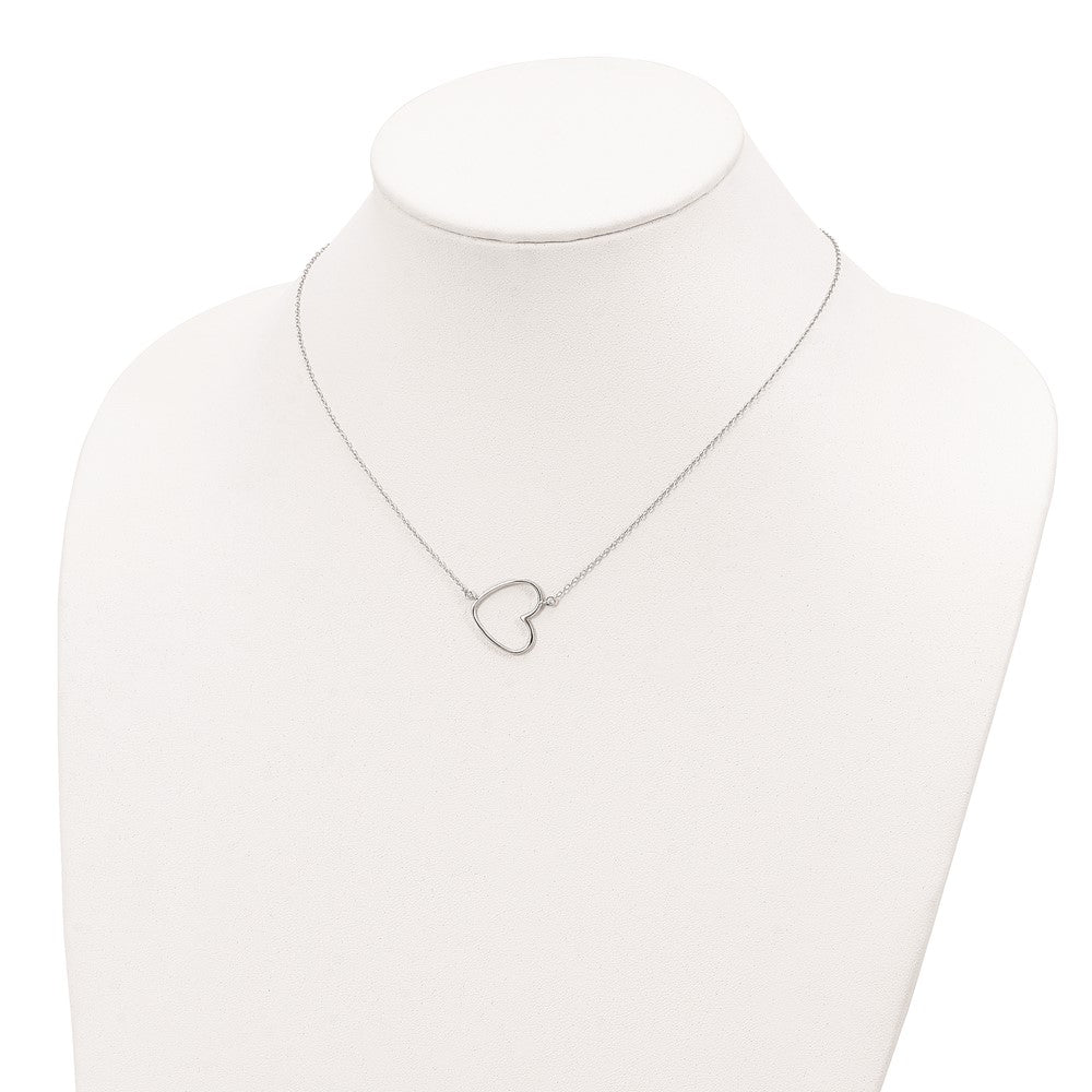 Sterling Silver Rhodium-plated 18in Heart Necklace QG4368-16