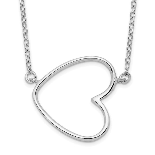 Sterling Silver Rhodium-plated 18in Heart Necklace QG4368-16
