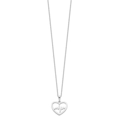 Sterling Silver Rhodium-plated Heartbeat in Heart 16in w/2in Ext Necklace QG4369-16