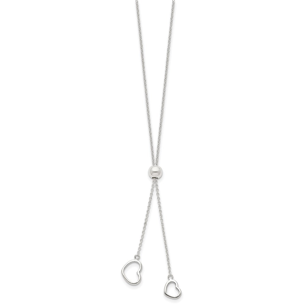 Sterling Silver Polished 2-Heart Adjusts up to 19.5 inch Necklace QG4371-19.5