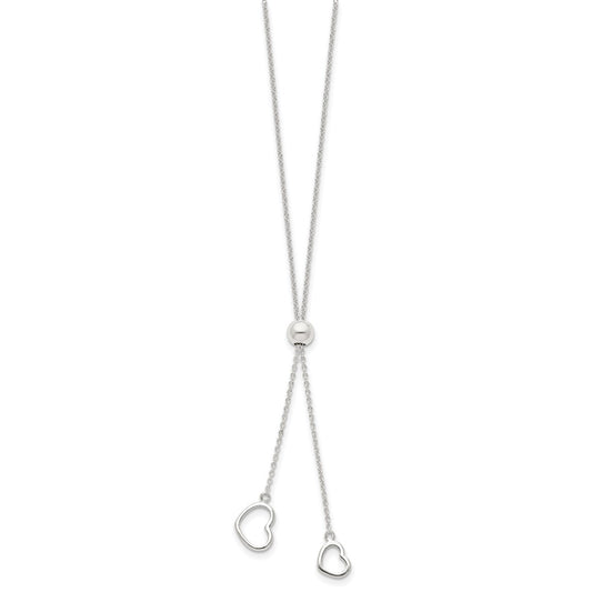 Sterling Silver Polished 2-Heart Adjusts up to 19.5 inch Necklace QG4371-19.5