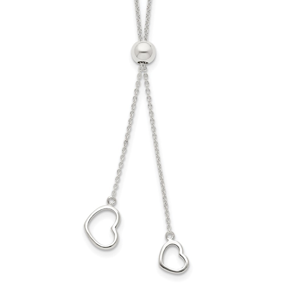 Sterling Silver Polished 2-Heart Adjusts up to 19.5 inch Necklace QG4371-19.5