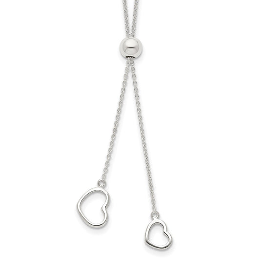 Sterling Silver Polished 2-Heart Adjusts up to 19.5 inch Necklace QG4371-19.5