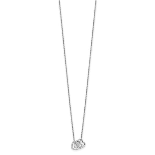 Sterling Silver Rhodium-plated 18in Hearts Necklace QG4373-18