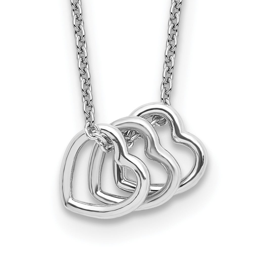 Sterling Silver Rhodium-plated 18in Hearts Necklace QG4373-18