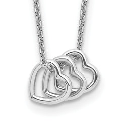Sterling Silver Rhodium-plated 18in Hearts Necklace QG4373-18