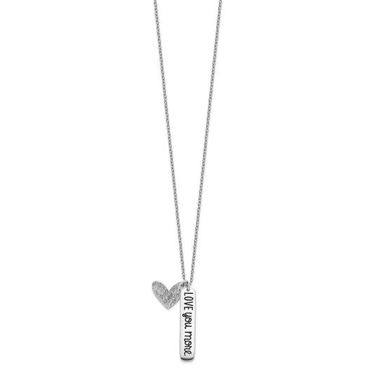 Sterling Silver Rhodium-plated Heart LOVE YOU MORE Necklace QG4386-18
