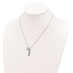 Sterling Silver Rhodium-plated Heart LOVE YOU MORE Necklace QG4386-18
