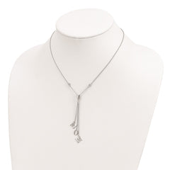 Sterling Silver Rhodium-plated CZ w/2in ext. MOM Y-Necklace QG4388-16