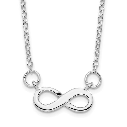 Sterling Silver Rhodium-plated w/ 2in ext. Infinity Necklace QG4394-16