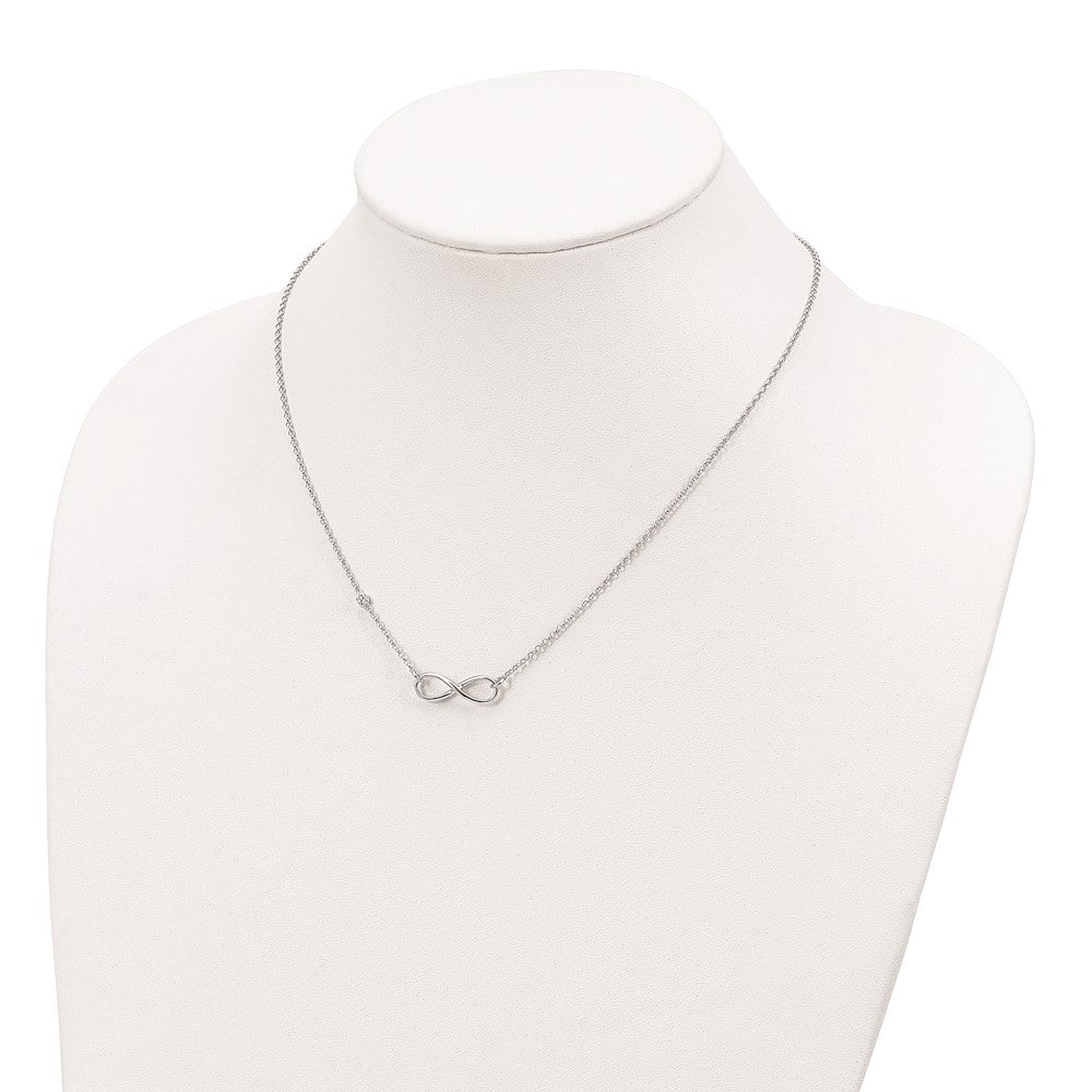 Sterling Silver Rhodium-plated CZ Infinity Knot Necklace QG4395-18