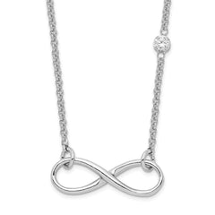 Sterling Silver Rhodium-plated CZ Infinity Knot Necklace QG4395-18