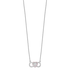 Sterling Silver Rhodium-plated w/CZ Heart w/Infinity Symbol Necklace QG4396-16